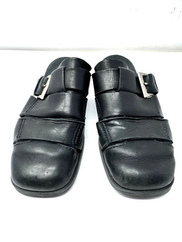 ENZO ANGIOLINI distressed black leather mules, size 8.5 - Image 5