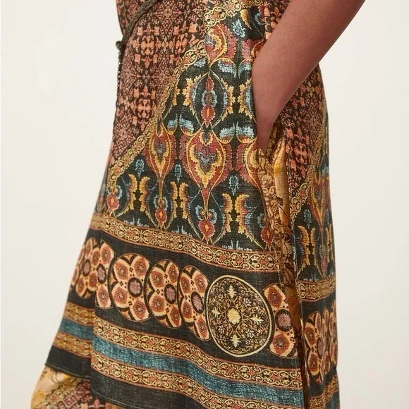 ZARA Women's Designer Bohemian Hippie Tunic Paisley Kaftan Belt - Image 14