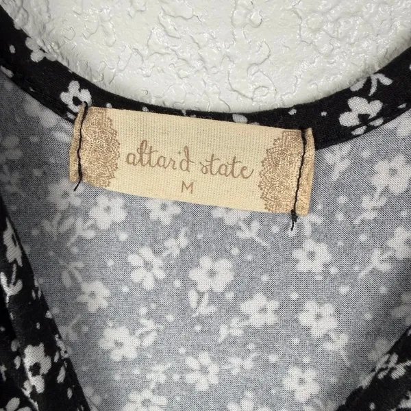 Altar'd State Black White Floral Short Sleeve‎ Mini Dress Cottagecore - Image 3