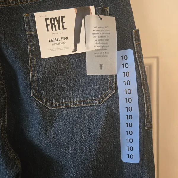 NWT Frye Barrel Jeans Womens 10 Medium Wash High Rise Wide Leg Carpenter - Image 5