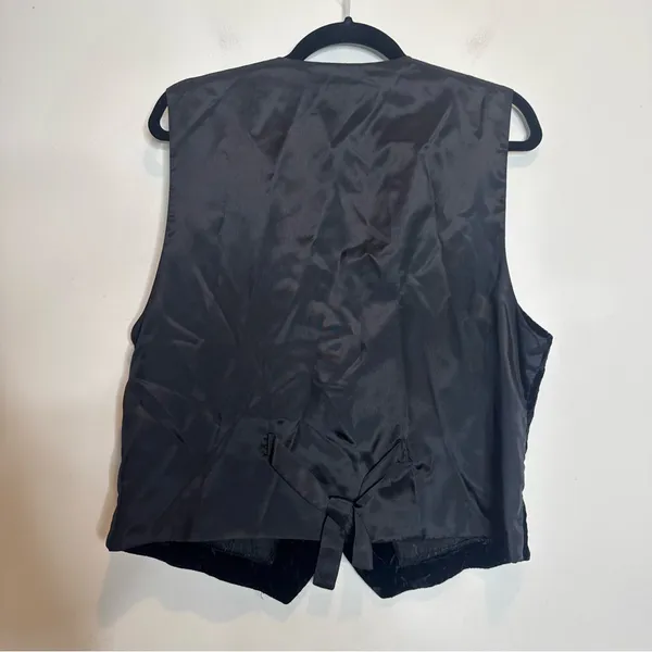 Vintage Koret Black Velvet Button Front Vest Women’s Medium Dark Academia - Image 4