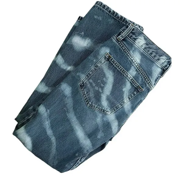 We the Free People Bleached Jeans Distressed Blue 24 Button Fly Mid-rise Y2K - Image 5