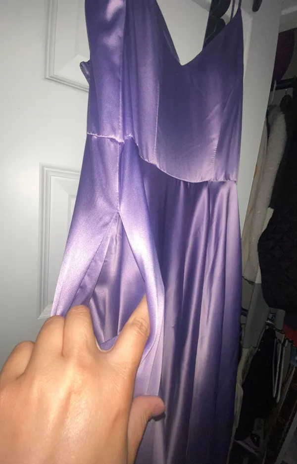 B Darlin Purple Satin Prom Dress - Image 8