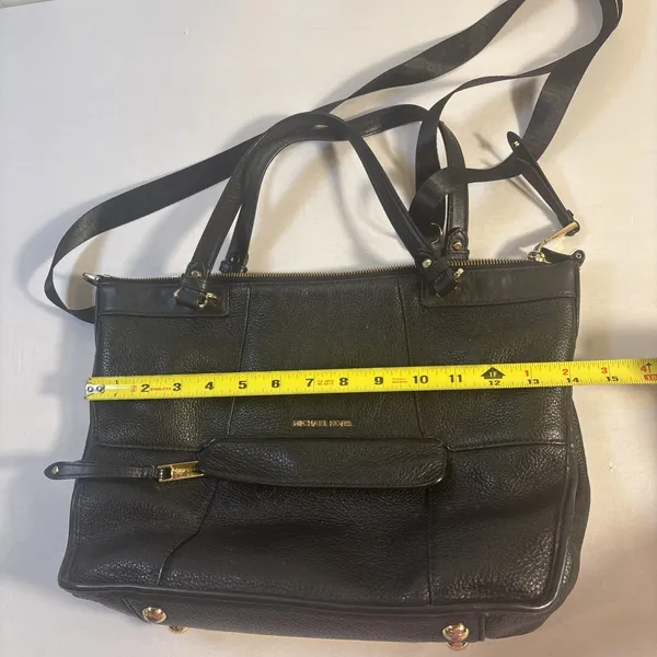 Michael‎ Kors Jesse Large Satchel Shoulder Bag Black Pebble Leather Purse - Image 10