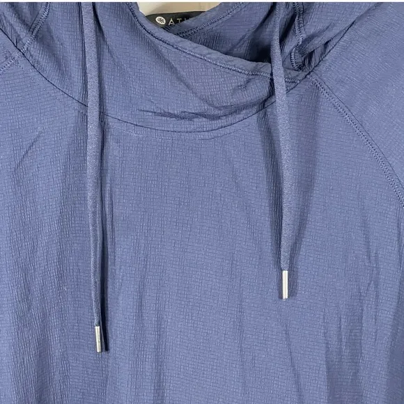 Athleta Teton Anorak Windbreaker Hoodie XL Navy Blue Grid Texture Lightweight - Image 9