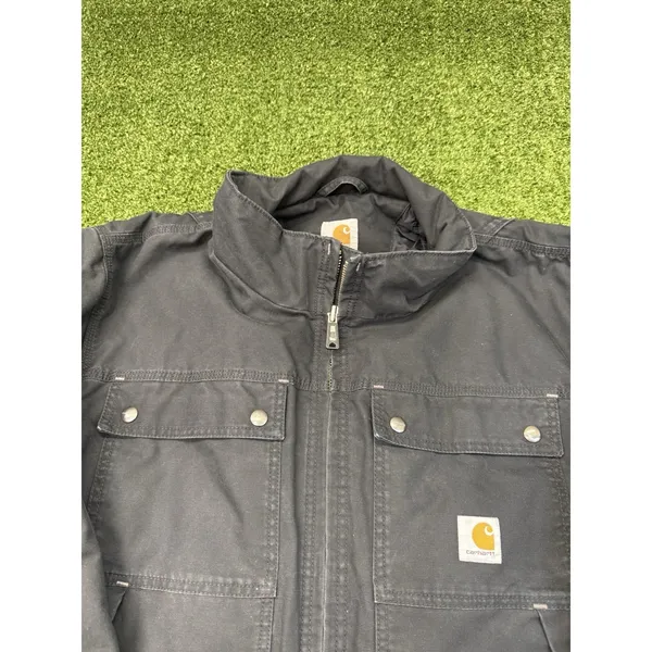 Carhartt Quick Duck Jacket Mens XL Black Canvas Woodward Traditional Insulated‎ - Image 6
