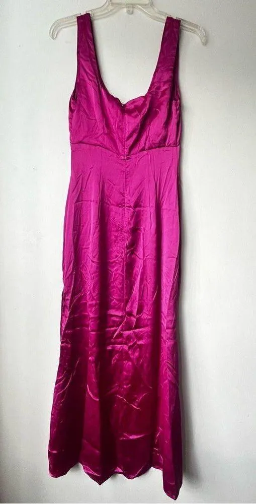 Princess Polly Lynsey Fuchsia Satin Side Slit Midi Dress 4 - Image 13