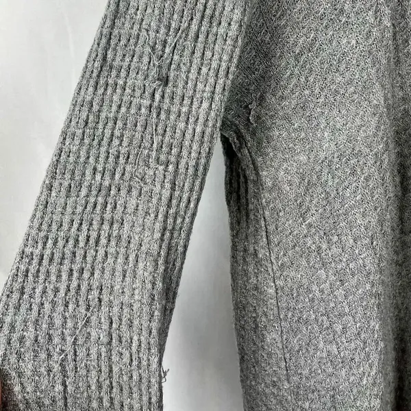 Free People Waffle Knit Thermal Distressed Drippy Asymmetrical Long Sleeve Top S - Image 5
