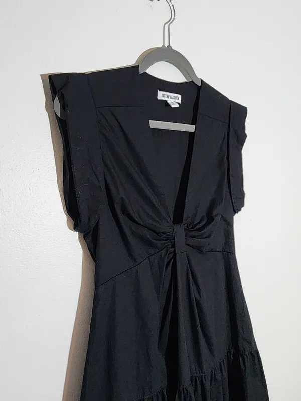 Steve Madden Black Cotton Mini Dress Size Small Wedding Guest Dress - Image 4