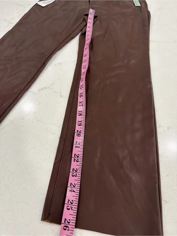 Tinseltown Brown Faux Leather Cropped Jeans - Image 10