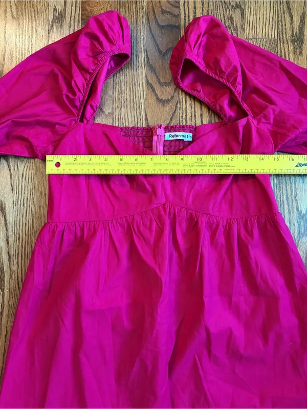 Reformation Farley Dress Corvette Hot Pink Mini Babydoll Size 10 - Image 9