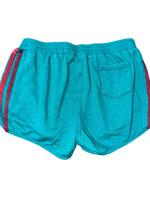 Aviator Nation Women's Size XL Teal Blue Green Fleece 5 Stripe Sweat Shorts - Image 2