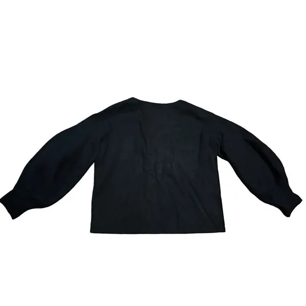 Oak + Fort basic black sweater with balloon sleeves‎ sz Small - Image 2