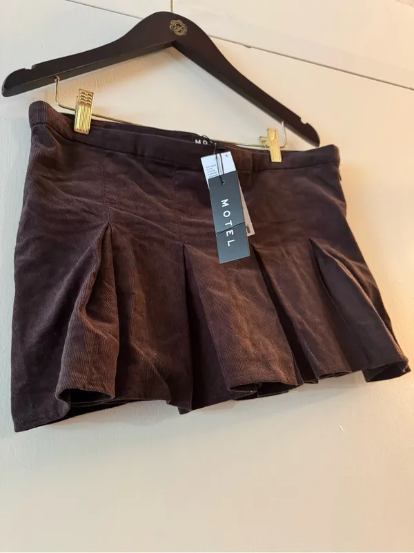 NWT Motel Rocks Sejuani Cord Mini Skirt In Bitter Chocolate Brown Large - Image 7