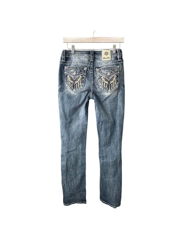 Miss Me Mid Rise Boot Cut Rhinestone Jeans Size 27 Womens - Image 2