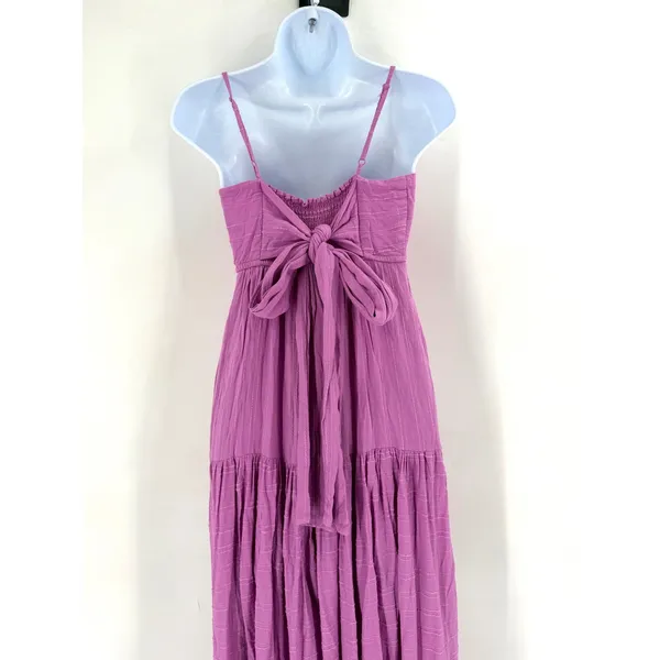 Haute Hippie Style Maxi Dress Womens S Purple Tiered Boho Cottagecore Bow Back‎ - Image 3