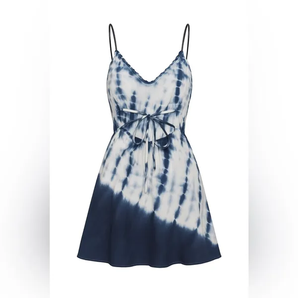 Xhilaration Navy and White Tie-Dye Dress - Image 2