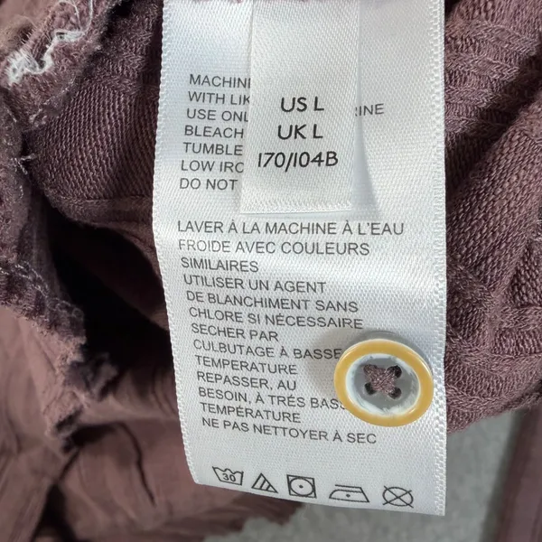 Pilcro Anthropologie Mauve Puff Sleeve Cardigan Women's Large Ribbed Stretch - Image 9