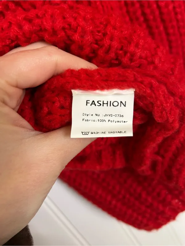 Amazon Red Chunky Knit Button-Front Women's Cardigan Size Large - Image 5