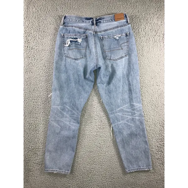 American Eagle Girlfriend Jeans Women 8 Short High Rise‎ Distressed Thrashed - Image 2