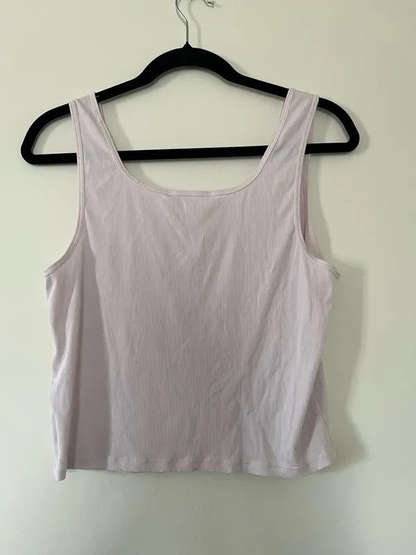 Athleta Baby Pink Ribbed Crop Tank Top Balletcore Large Soft Girl Pilates Gym - Image 4