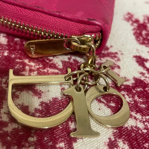 Christian Dior Pink Quilted Leather Card/Coin Case - Image 3