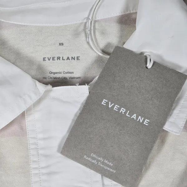 Everlane The Retro Organic Cotton Oversized Rugby Polo Shirt Purple‎ Stripe XS - Image 3