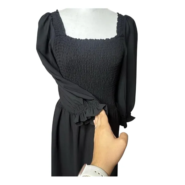 Nanette Lepore Black Smocked Peasant Midi Dress 12 - Image 3