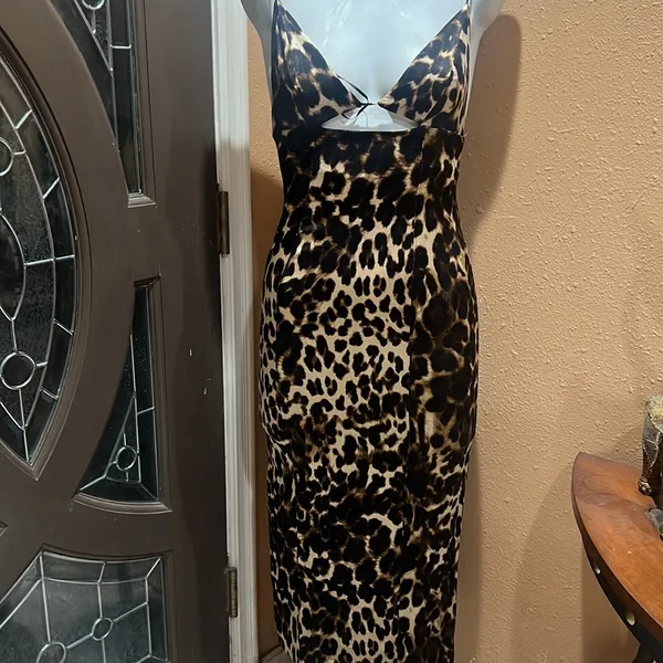 Zara animal print midi spaghetti strap dress - Image 4