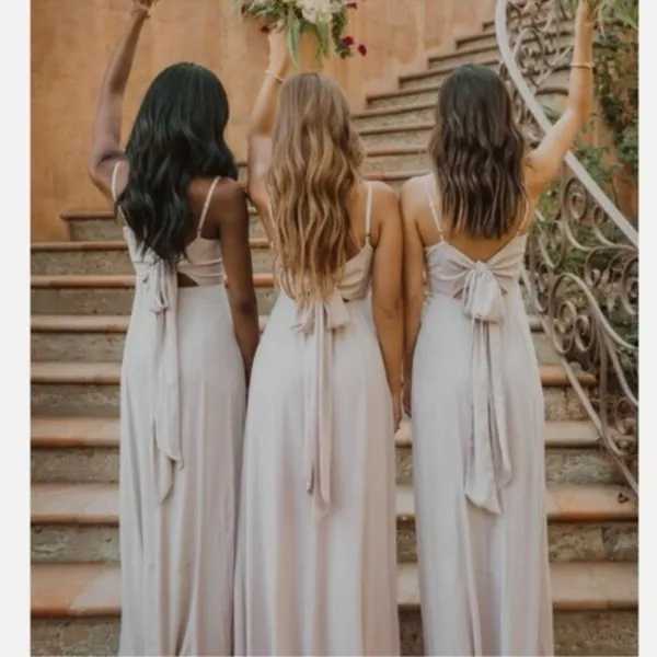 NWT Show Me Your Mumu Lauren Tie Back Chiffon Maxi Dress S Show Me Ring Crisp - Image 3