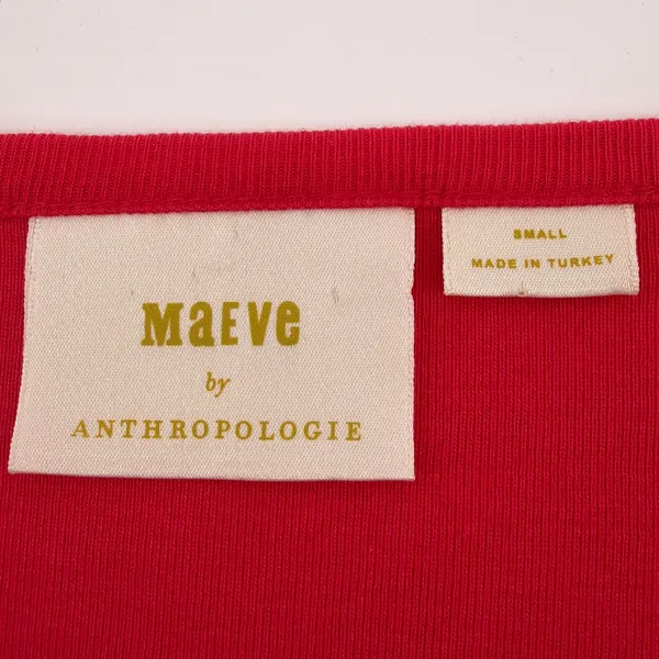 Anthropologie Maeve Red Bell Sleeve Flounce Cuff Scoop Neck Cotton Top Small S - Image 4