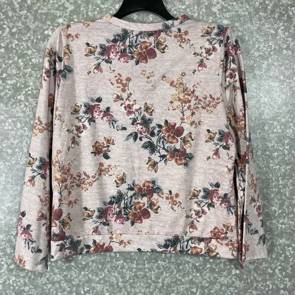 Gypsies & Moondust Pink Floral Neck Cutout Sweatshirt - Size Large - Lightweight - Image 7