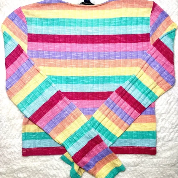 Forever 21 Rainbow Striped Long Sleeve Top - Image 2