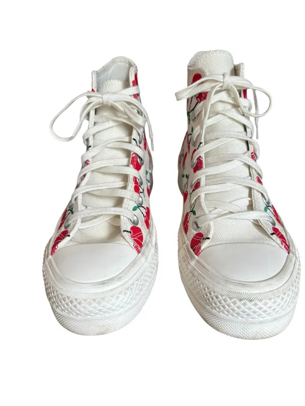 Converse All Star Lift Platform High Top Sneaker Cherry Print Womens 6.5 - Image 7