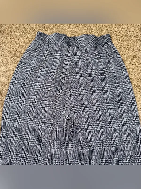 Halara High Rise Pocket Wide Leg Baggy Houndstooth Plaid Casual Pants Academia S - Image 4