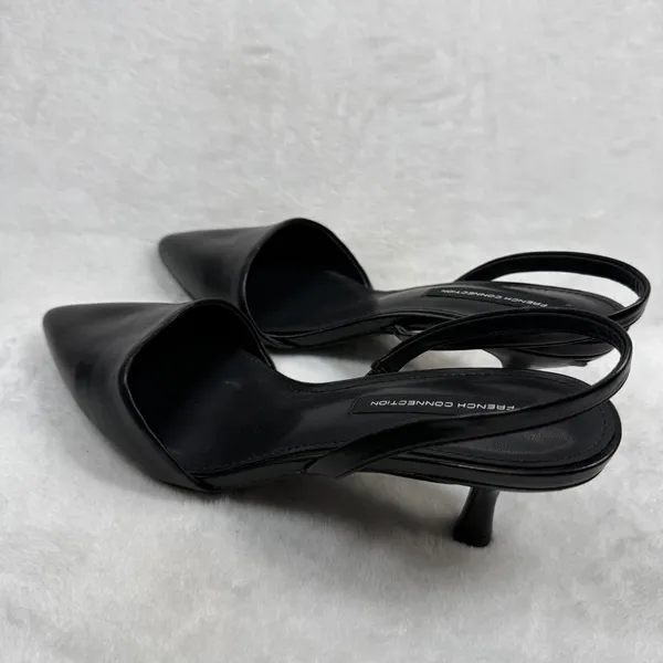 French Connection Womens Black Pointed Toe Slingback Kitten Heels Pumps Size 8.5 - Image 7
