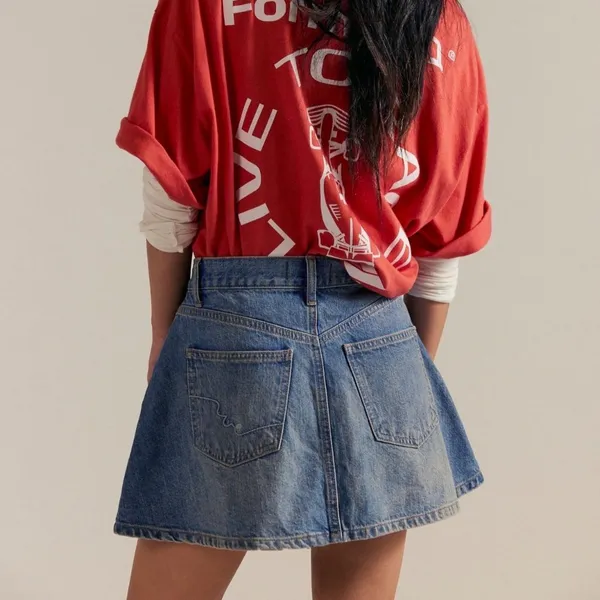 NWT Free People Hometown Denim Mini Skirt in Find Away - Image 4