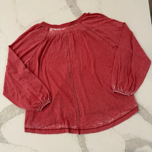 Free People We The Free Acadia Henley Top Women’s XS Oversized Vintage Red Boho - Image 8