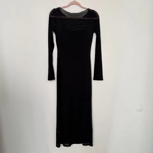 Halara Long Sleeve 2-piece Sheer Maxi Split Bodycon Dress - Image 4