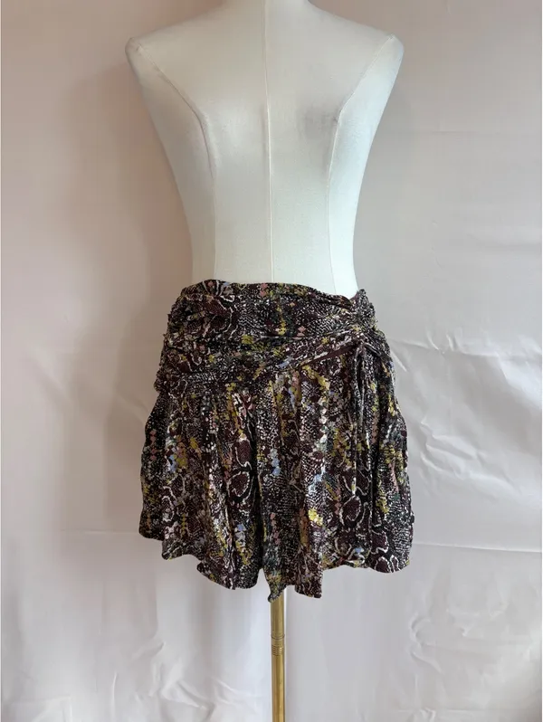 Free People Women's Size 8 Brown Multi-Color Snake Print Mini Skirt with Drawn-W - Image 2