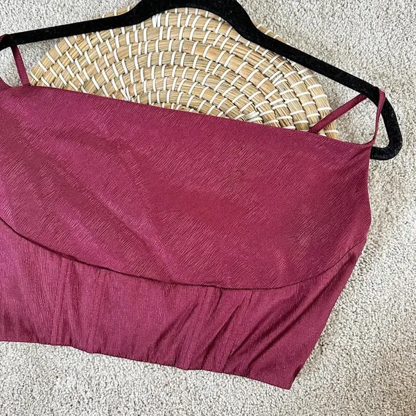 Lulu’s Satin Cowl Burgundy Tank Top Size S - Image 3