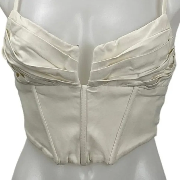 Princess Polly Beige Sleeveless Cami Pleated Bustier Corset Crop Top Size S - Image 2