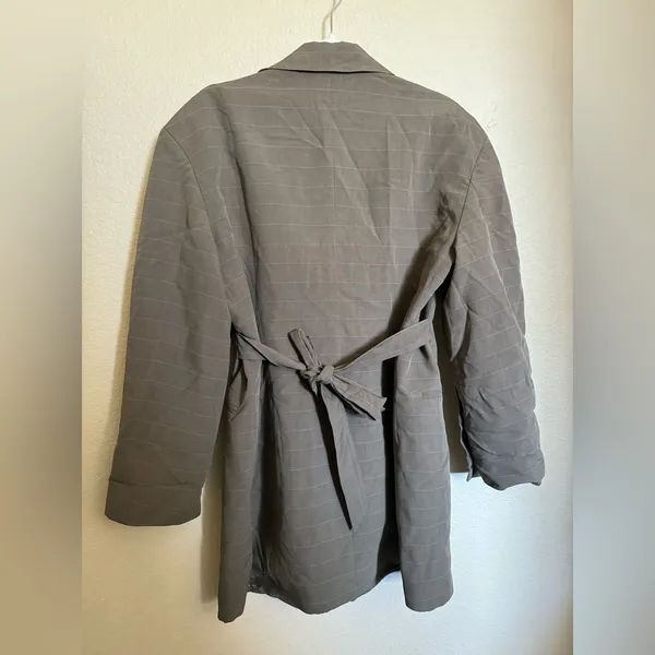 Zara Belted‎ Plaid Blazer Coat Sz Large Brown Grey - Image 10