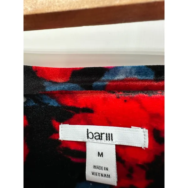Bar III Womens Red Floral Midi Velvet‎ Skirt Size M Holiday Party Event Stretch - Image 6