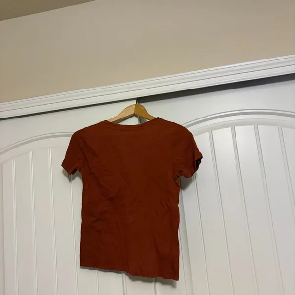 Forever 21 With Purpose Rust Orange T Shirt Small Deep V Neck Short Sleeve - Image 3