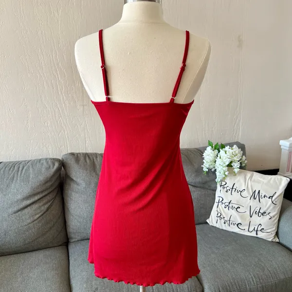 Red Lace Trim Nightgown Size XS - Image 5