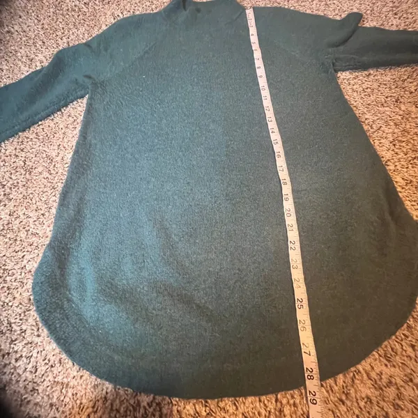 LOFT Mock Neck‎ Long Sleeve Sweater Teal Green Textured Knit Pullover Women's M - Image 5
