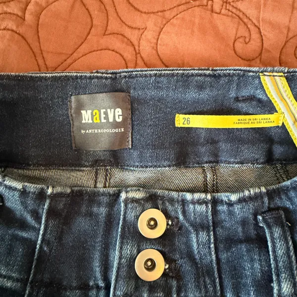 Maeve by Anthropologie High Rise Flare Dark Wash Jeans size 26 - Image 5