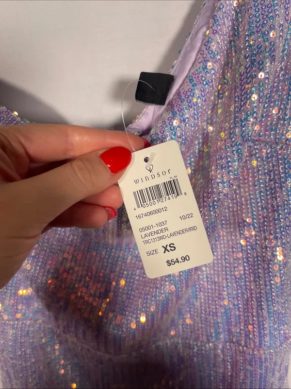Windsor Mini Sequin Dress Lavender Purple Xs New With Tags - Image 4