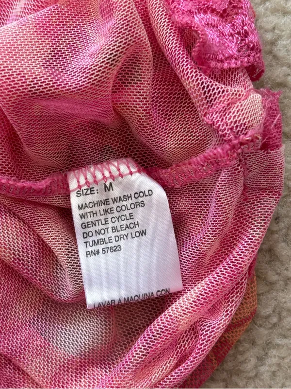 Paisley Lace Mesh Cami Tank Pink Size M - Image 3